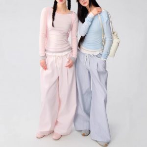 Laiser fake two-piece slim slanted collar base shirt for women's spring casual and versatile waist top